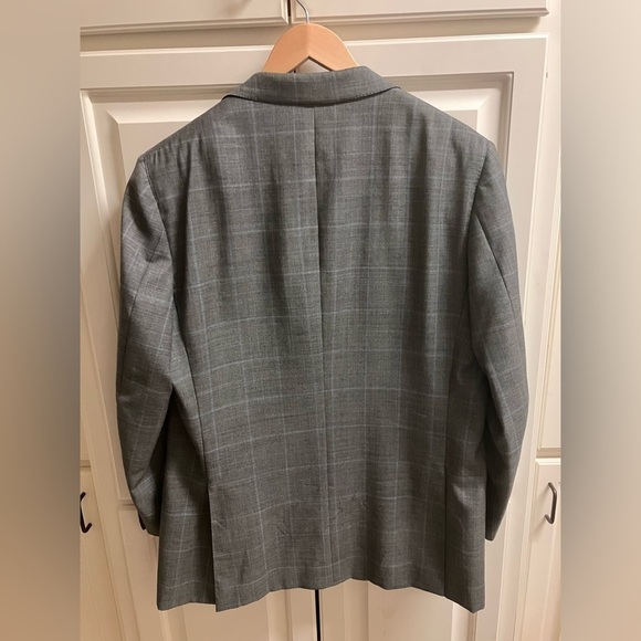 Trussini Linea Nuova 44L Gray Plaid Sports Coat Blazer 100% Lana Wool Italian - Picture 2 of 13